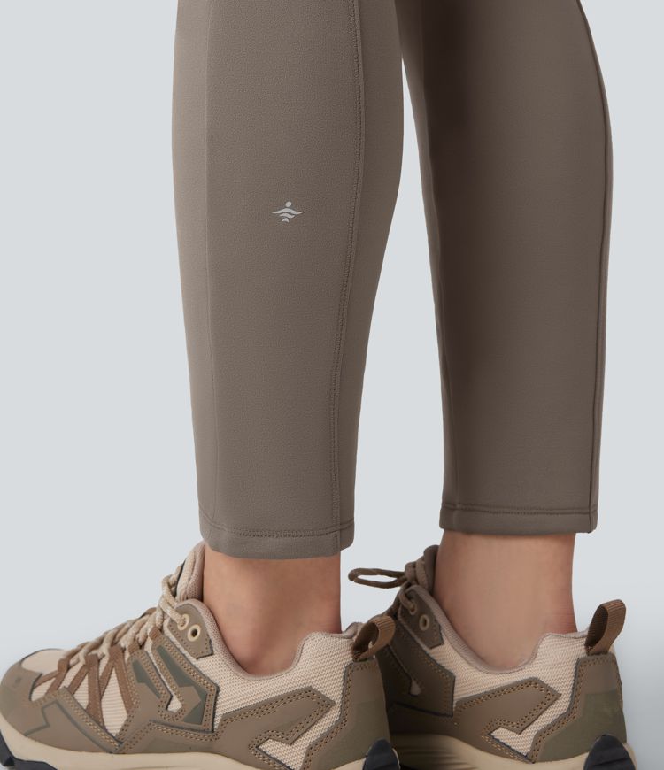 Pantalon cargo de randonnée ajusté polaire taille haute avec poches