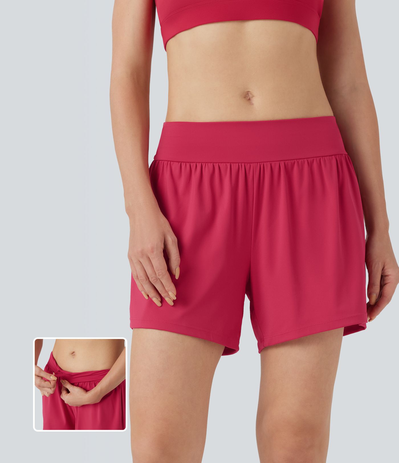 SoftlyZero™ Luftige Kurze Hose mit niedrigerer Taille und Kühleffekt 5'' mit Taschen