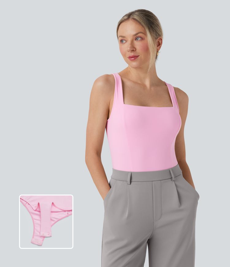 SoftlyZero™ Airy Square Neck Skinny Sleeveless Work Bodysuit