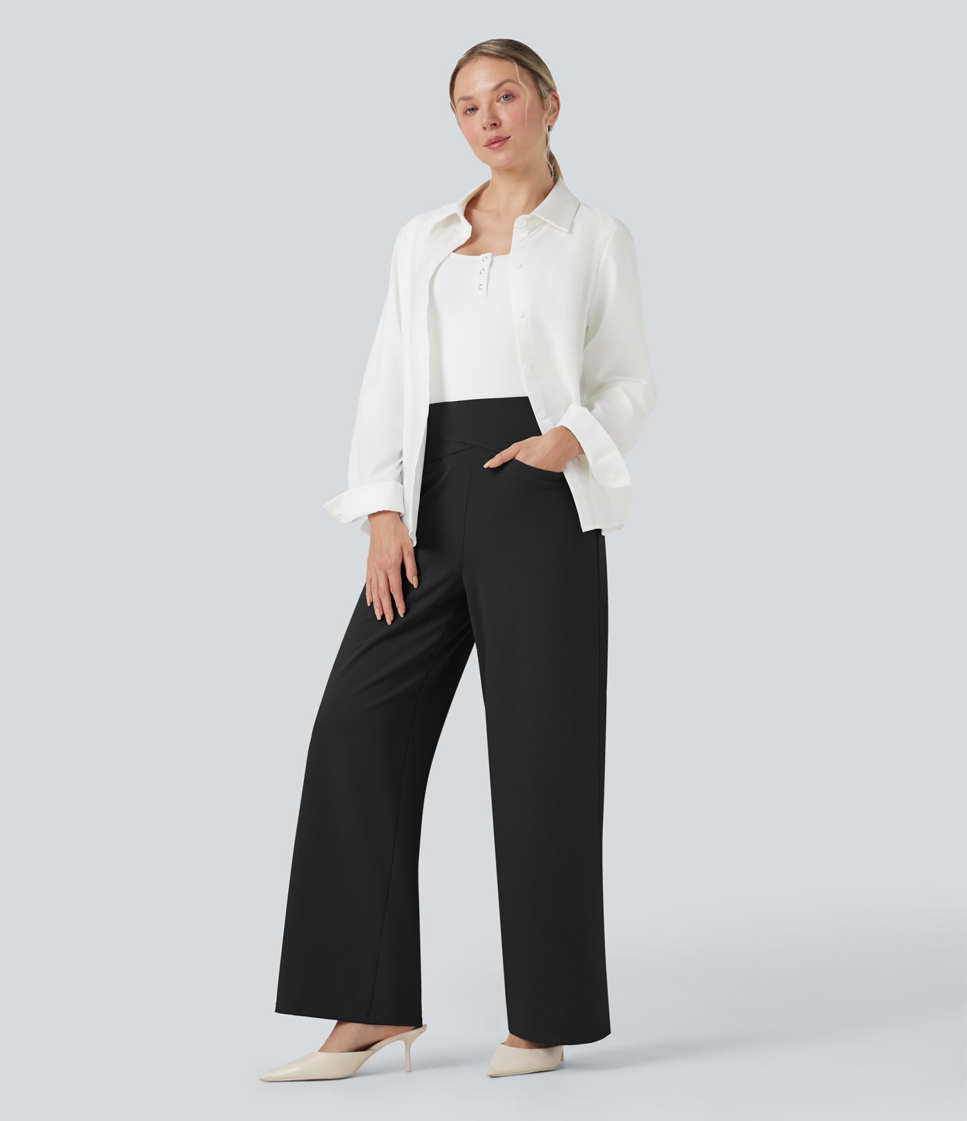 Halara Flex™ DayStretch High Waisted Straight Leg Work Pants with Pockets