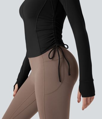 SoftlyZero™ Yoga Vest en Manches Longues avec Trou pour Pouce et Cordon de Serrage