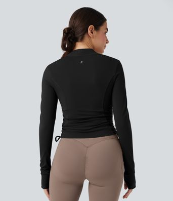 SoftlyZero™ Yoga Vest en Manches Longues avec Trou pour Pouce et Cordon de Serrage