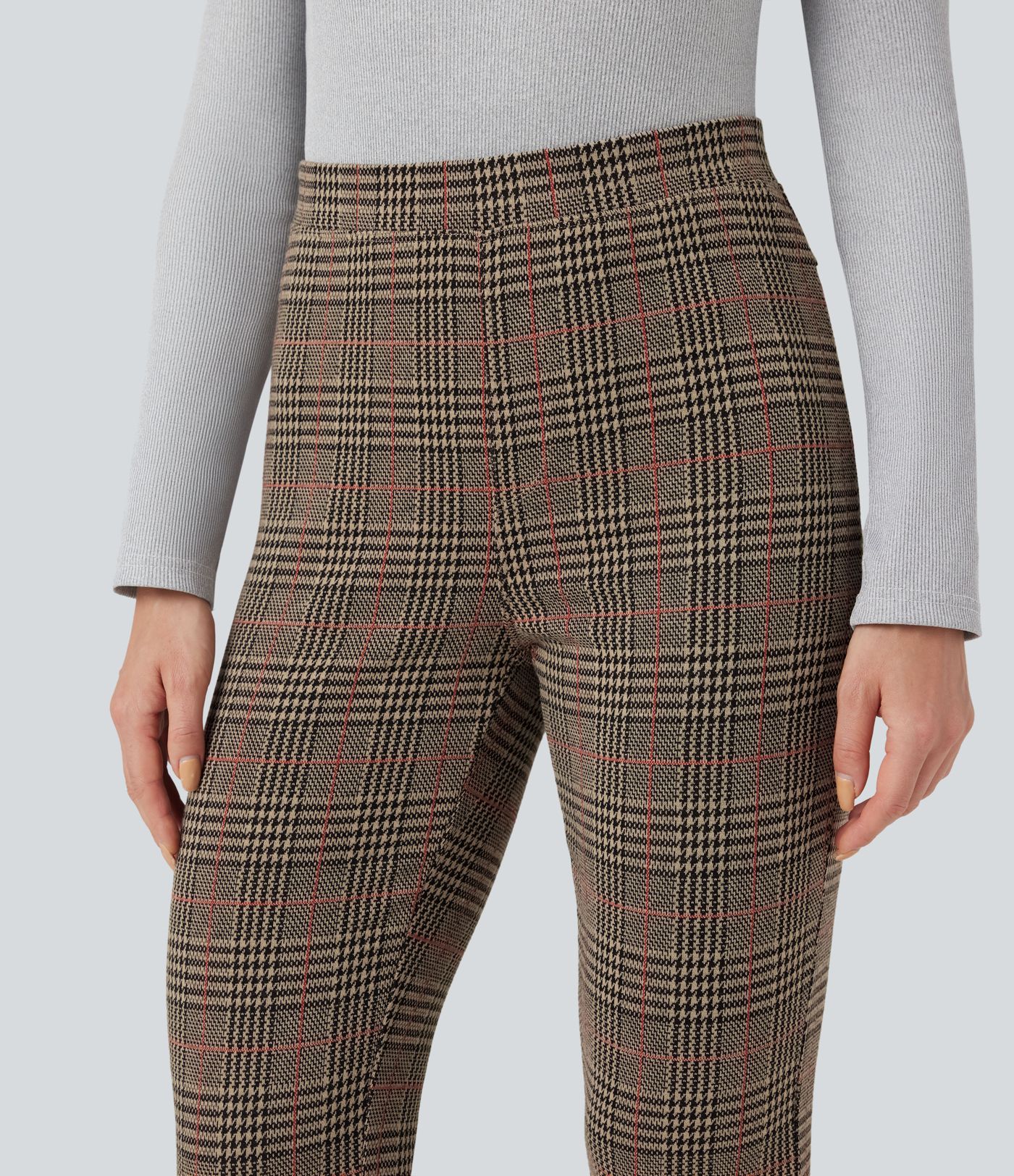 Halara Flex™ High Waisted Pocket Houndstooth Plaid Skinny Work Trousers