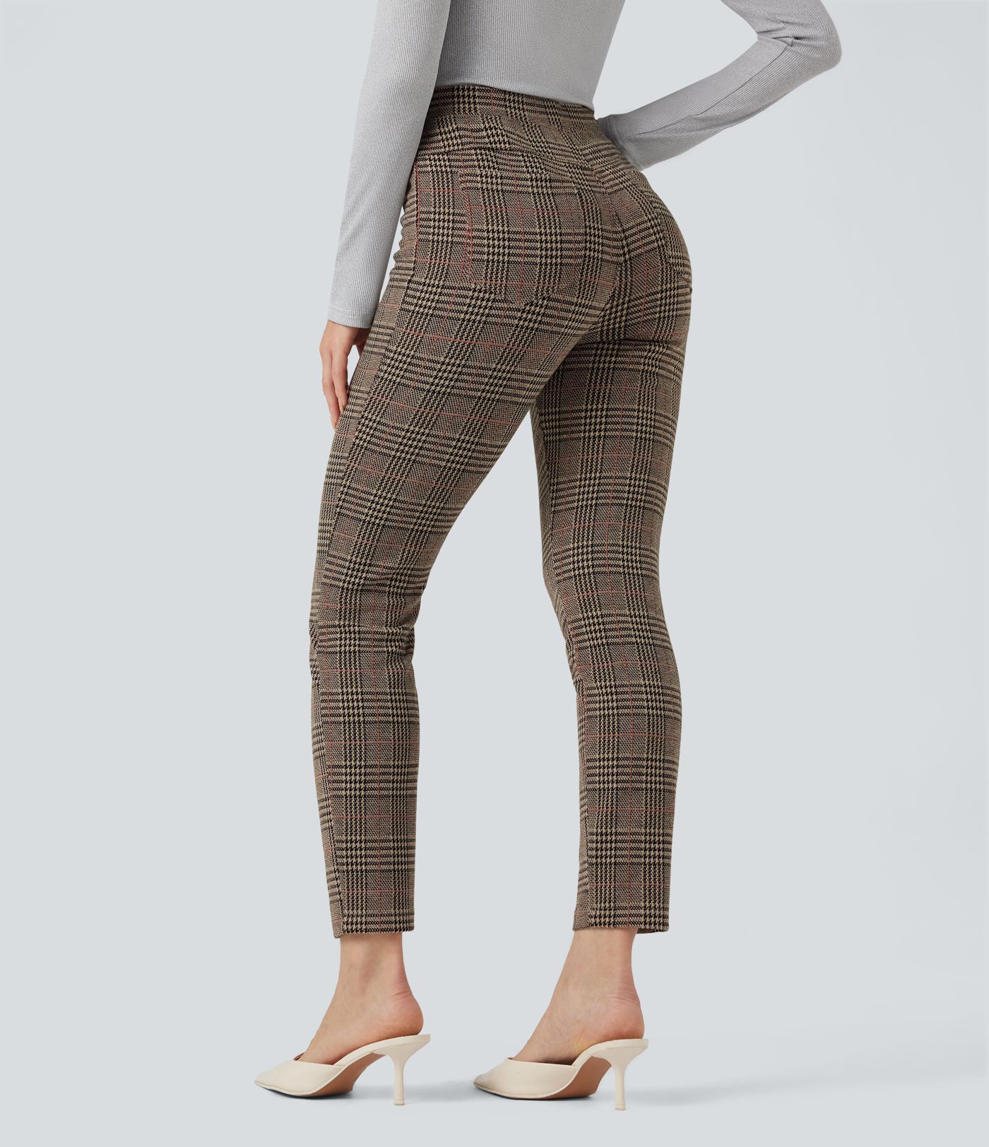 Halara Flex™ High Waisted Pocket Houndstooth Plaid Skinny Work Trousers