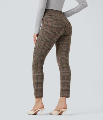 Halara Flex™ High Waisted Pocket Houndstooth Plaid Skinny Work Trousers