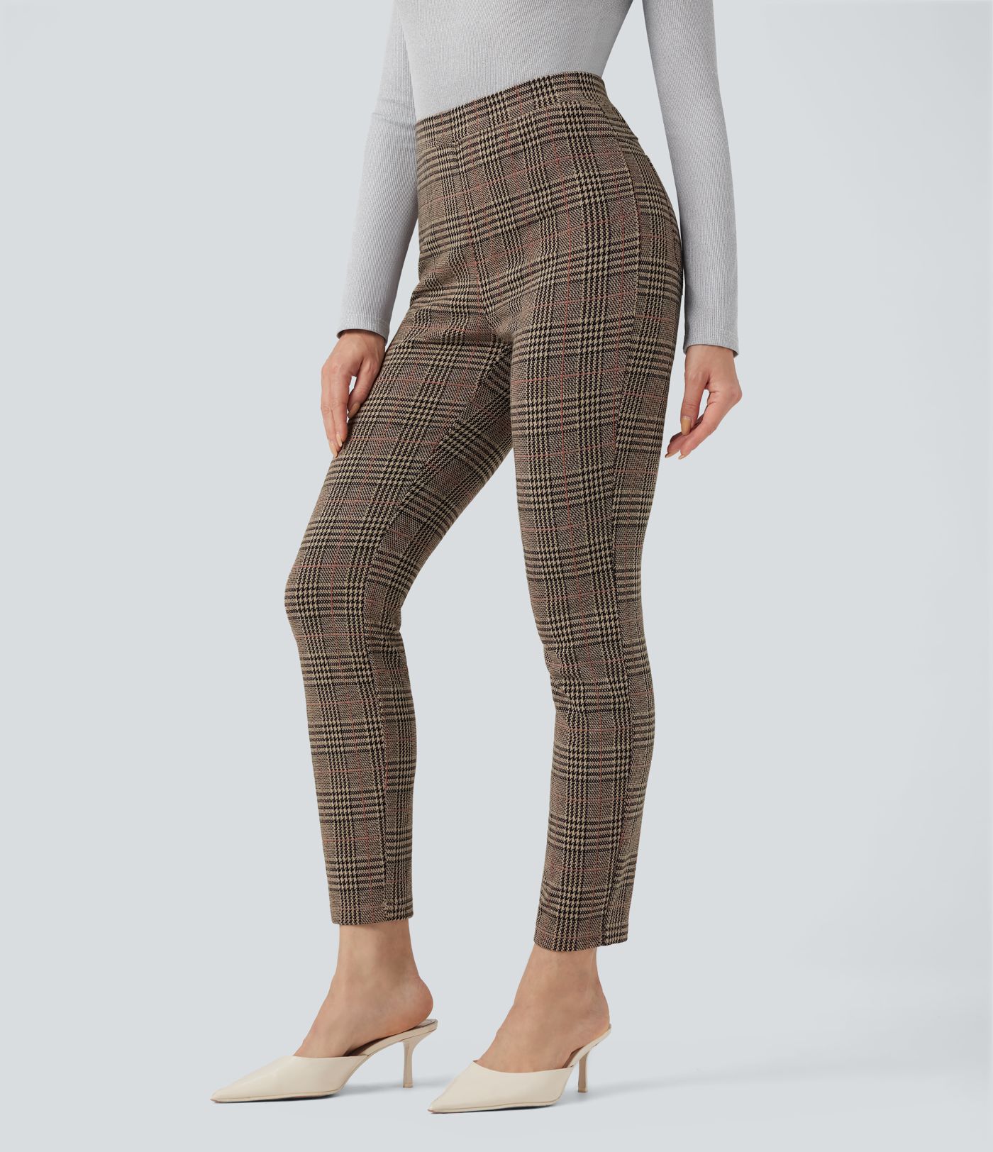 Halara Flex™ High Waisted Pocket Houndstooth Plaid Skinny Work Trousers