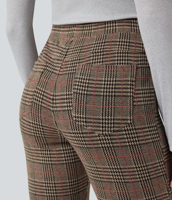 Halara Flex™ High Waisted Pocket Houndstooth Plaid Skinny Work Trousers