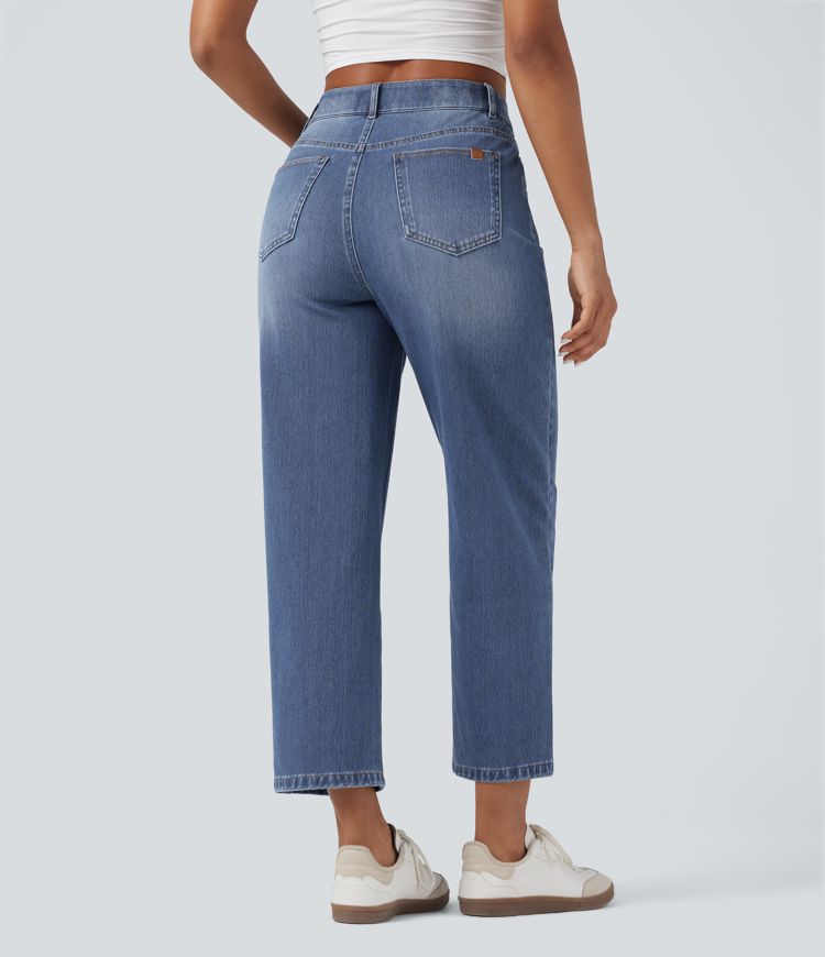 Jean baggy Halara Flex™ taille haute coupe en V 7/8 avec poches