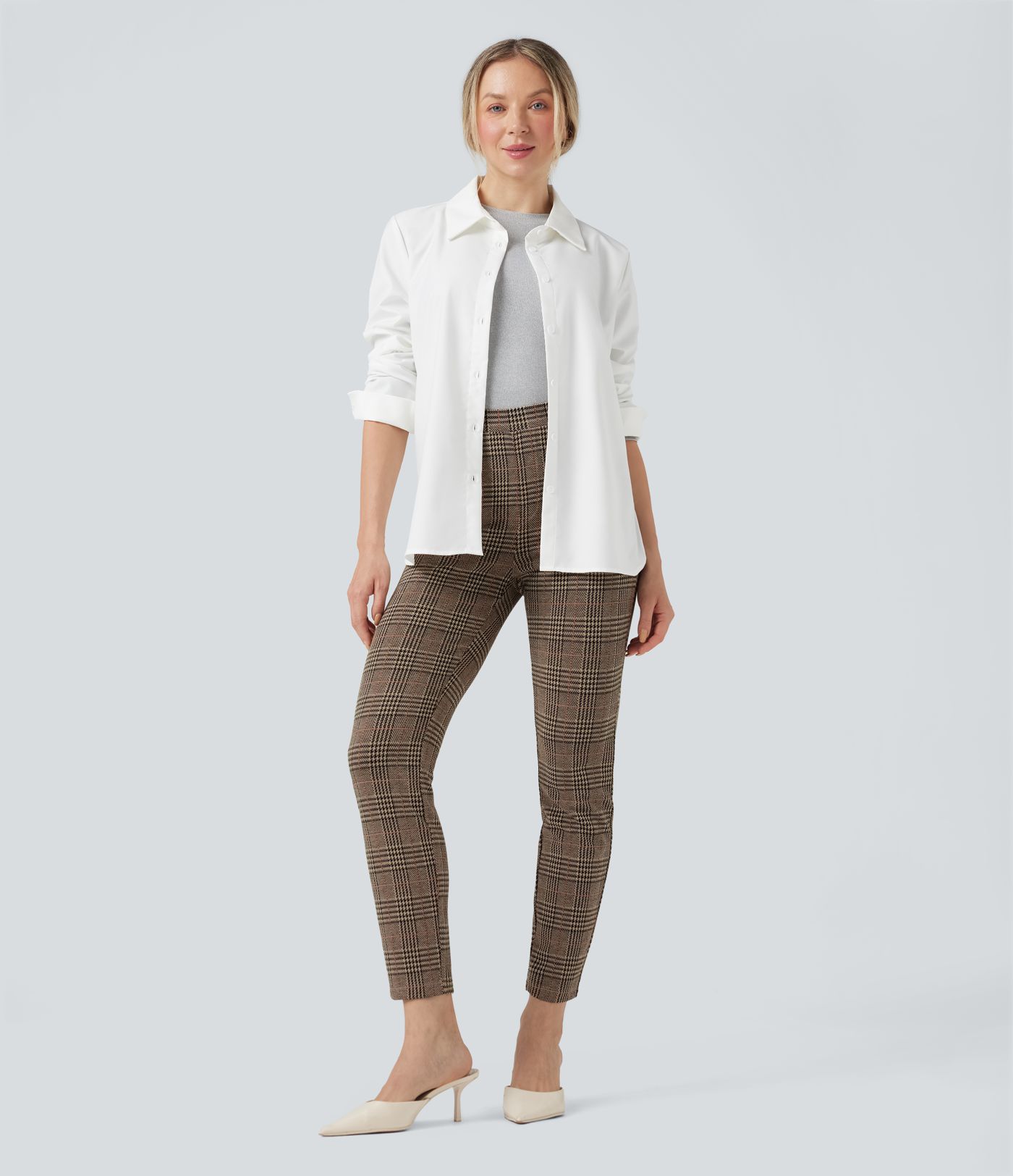 Halara Flex™ High Waisted Pocket Houndstooth Plaid Skinny Work Trousers