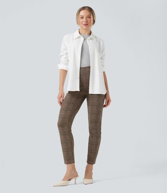 Halara Flex™ High Waisted Pocket Houndstooth Plaid Skinny Work Trousers