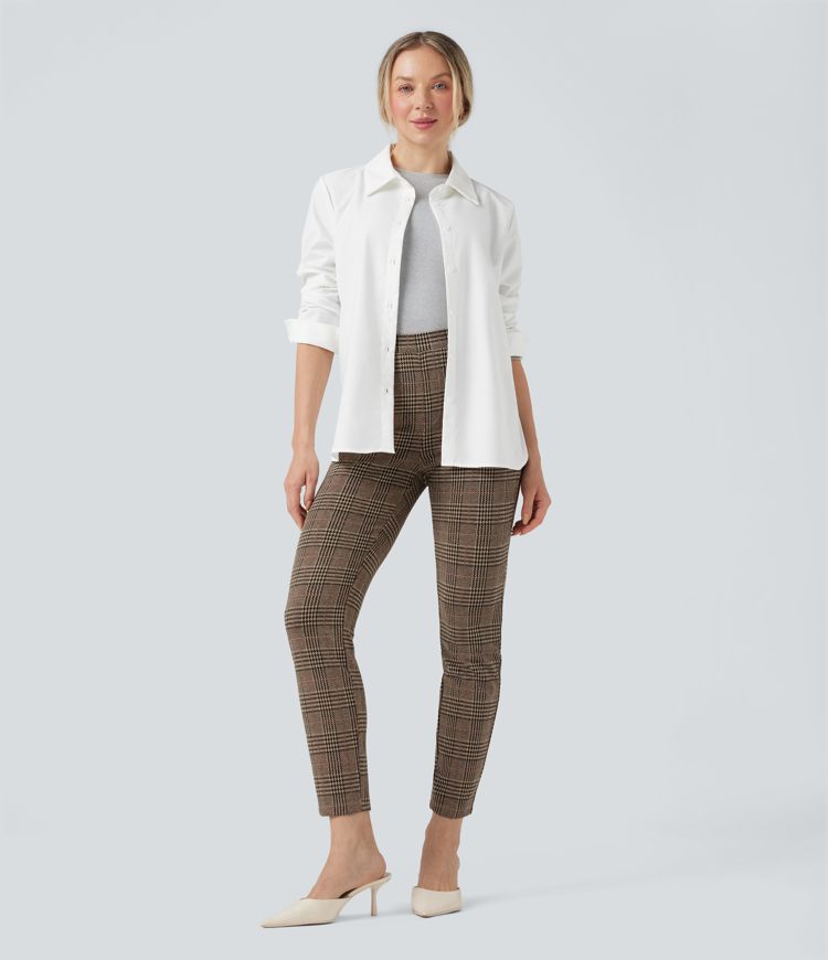 Halara Flex™ High Waisted Pocket Houndstooth Plaid Skinny Work Trousers
