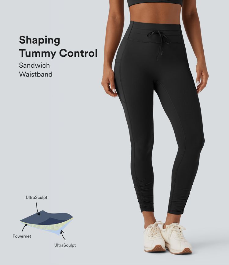 Halara UltraSculpt™ SoCinched High Waisted Drawstring Tummy Control Yoga Leggings with Pockets