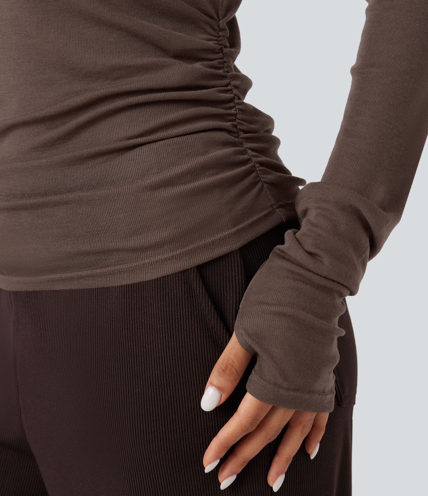 One-Shoulder Long Sleeve Asymmetrical Casual Wool-Blend T-Shirt