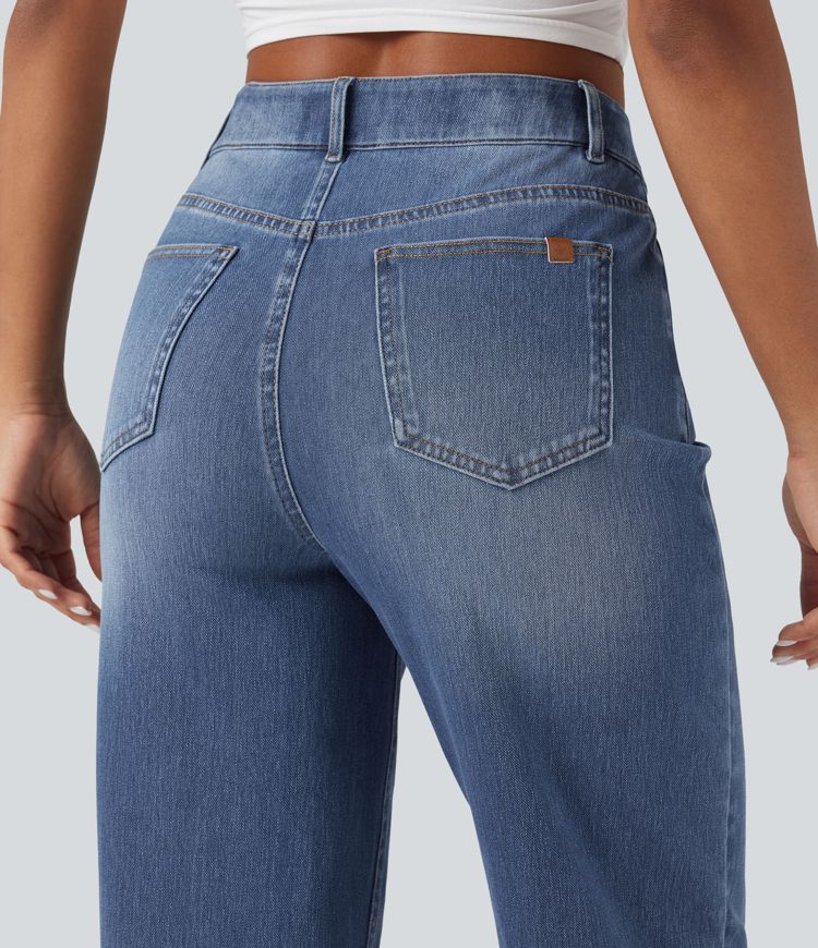 Jean baggy Halara Flex™ taille haute coupe en V 7/8 avec poches