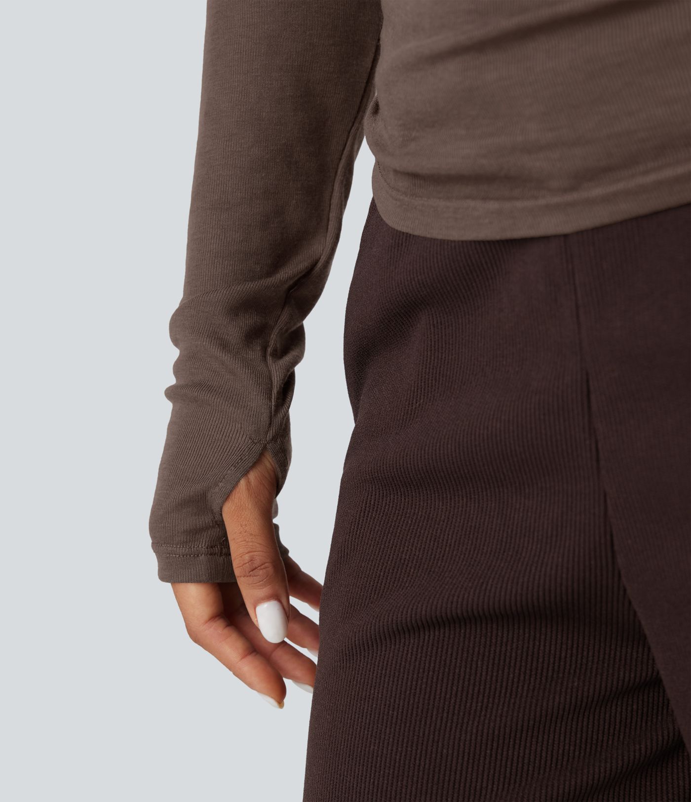 One-Shoulder Long Sleeve Asymmetrical Casual Wool-Blend T-Shirt