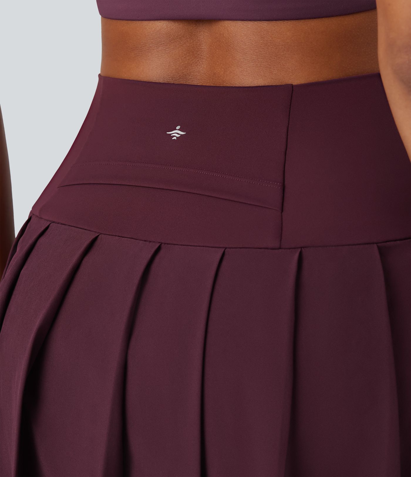 Breezeful™ High Waisted Pleated 2-in-1 Contrast Mesh Quick Dry Dance Stirrup Skirted Leggings with Pockets