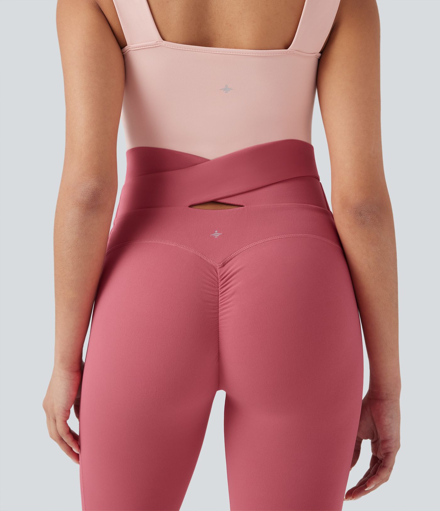 SoftlyZero™ High Waisted Tie Back Ruched 7/8 Yoga Leggings-UPF50+