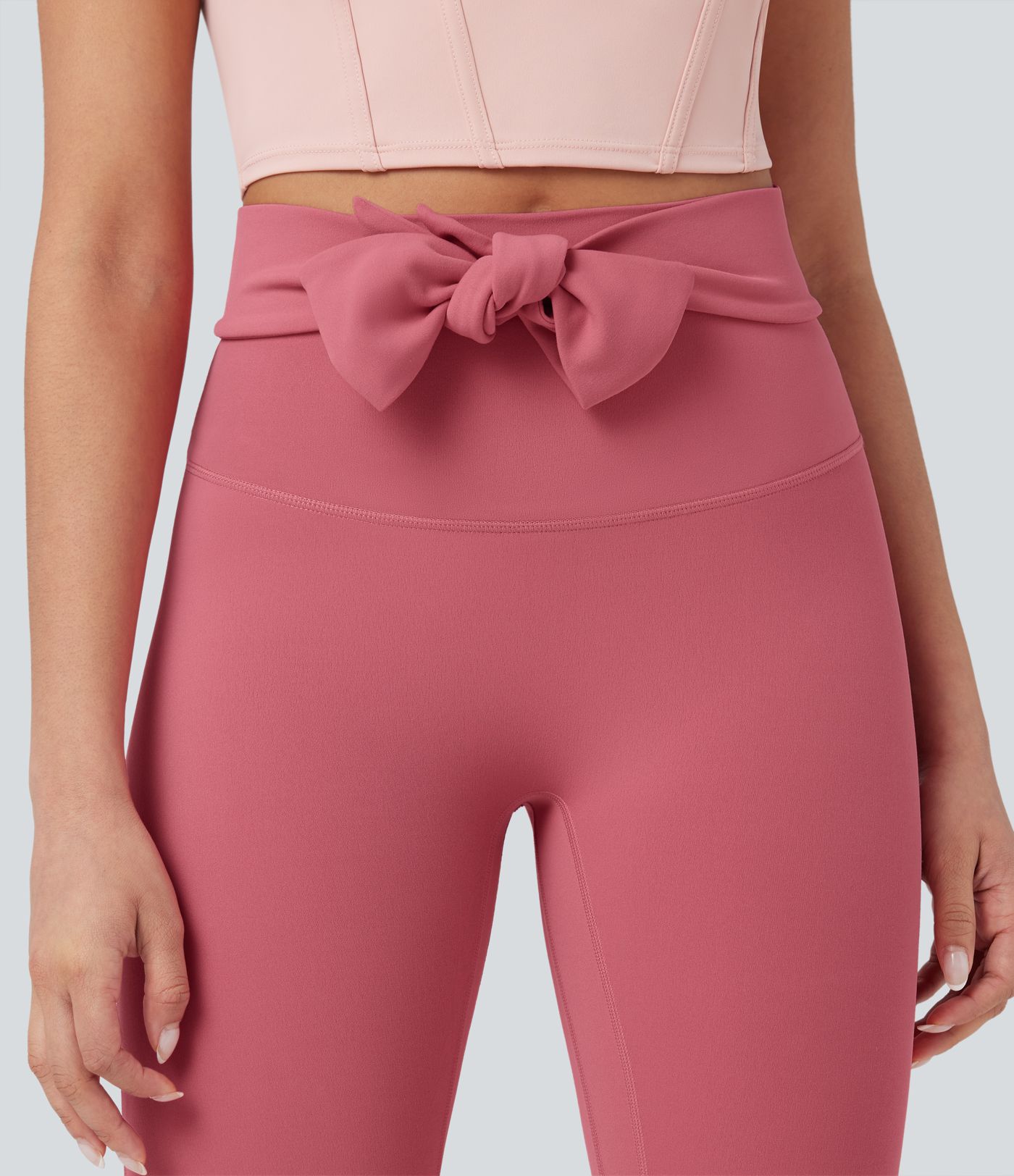 SoftlyZero™ High Waisted Tie Back Ruched 7/8 Yoga Leggings-UPF50+