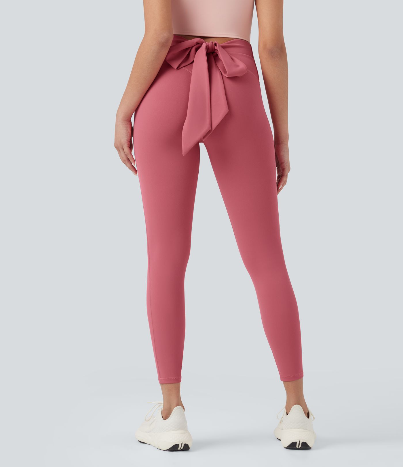 SoftlyZero™ High Waisted Tie Back Ruched 7/8 Yoga Leggings-UPF50+