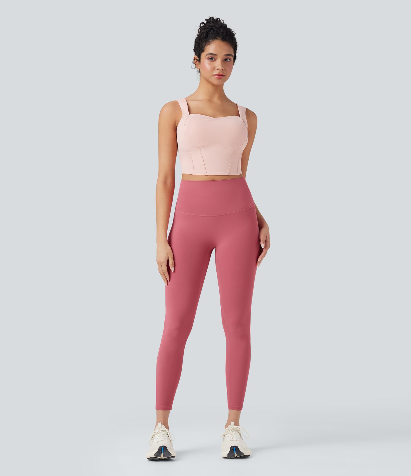 SoftlyZero™ High Waisted Tie Back Ruched 7/8 Yoga Leggings-UPF50+
