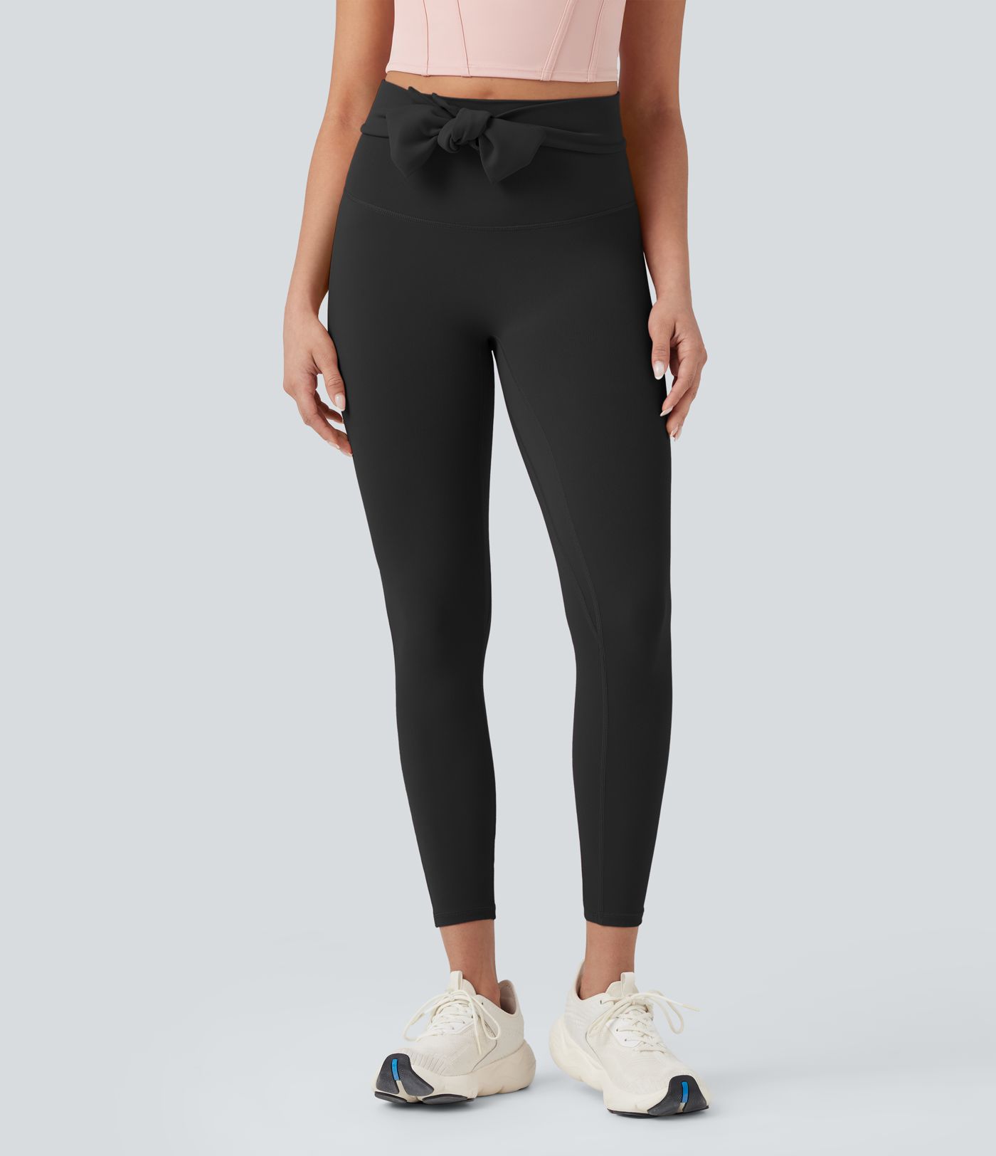 SoftlyZero™ High Waisted Tie Back Ruched 7/8 Yoga Leggings-UPF50+