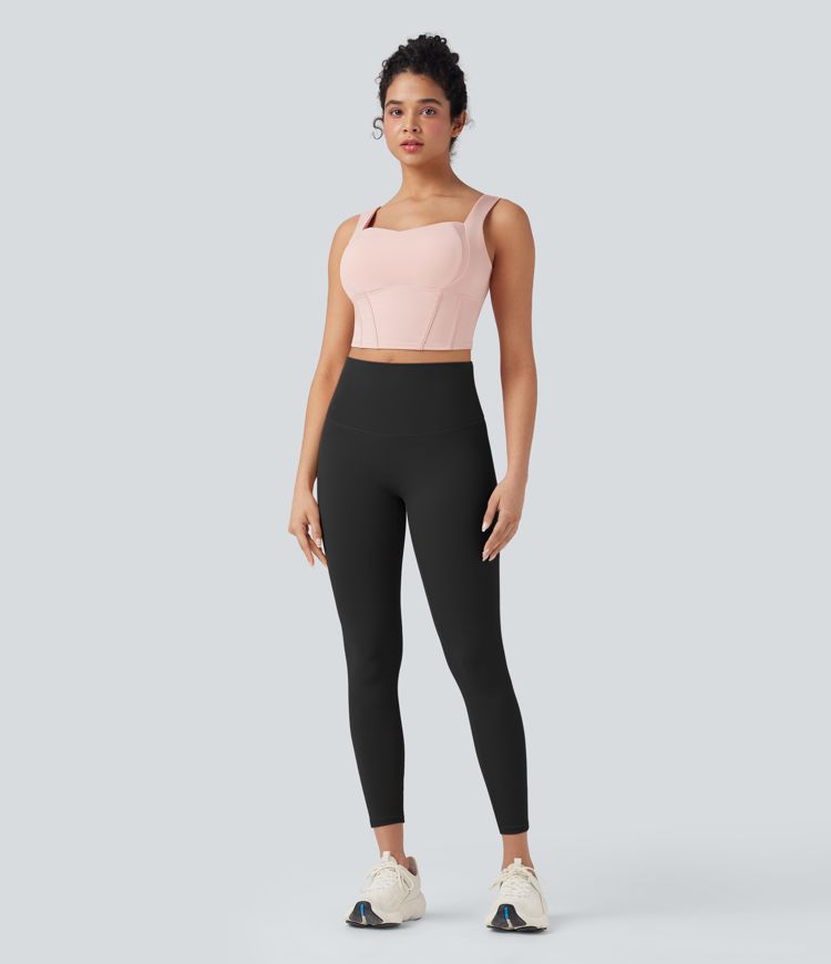 SoftlyZero™ High Waisted Tie Back Ruched 7/8 Yoga Leggings-UPF50+