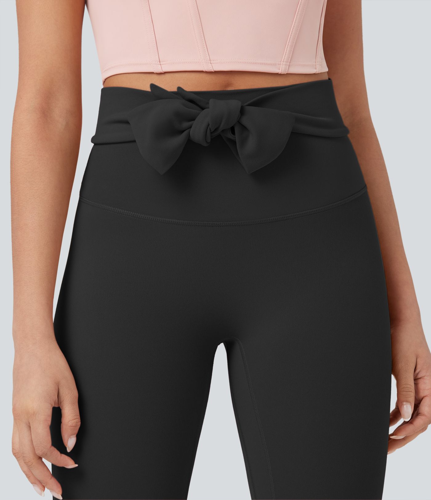 SoftlyZero™ High Waisted Tie Back Ruched 7/8 Yoga Leggings-UPF50+
