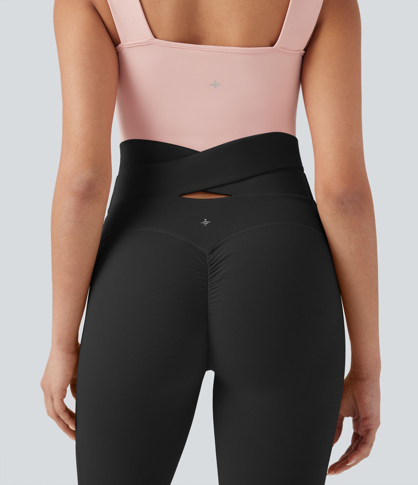 SoftlyZero™ High Waisted Tie Back Ruched 7/8 Yoga Leggings-UPF50+