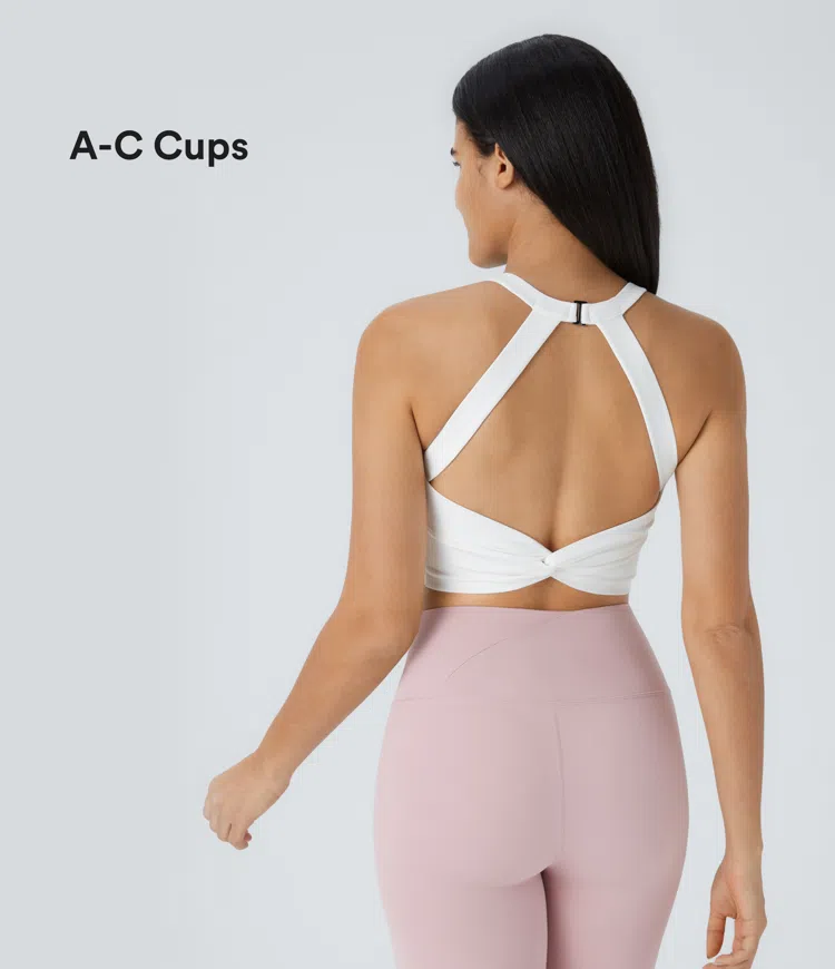 SoftlyZero™ Plush Cut Out Cropped Low Support Yoga Tank Top A-C Cups