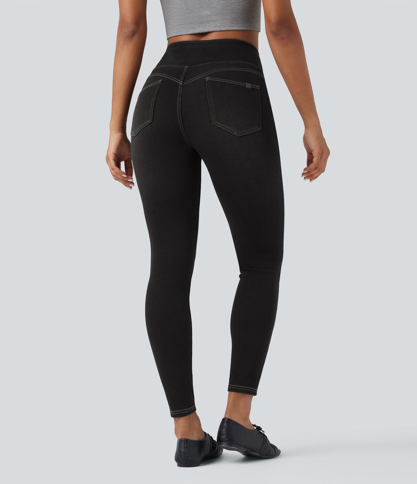 Halara Flex™ High Waisted Tummy Control Skinny Denim Casual Leggings with Pockets