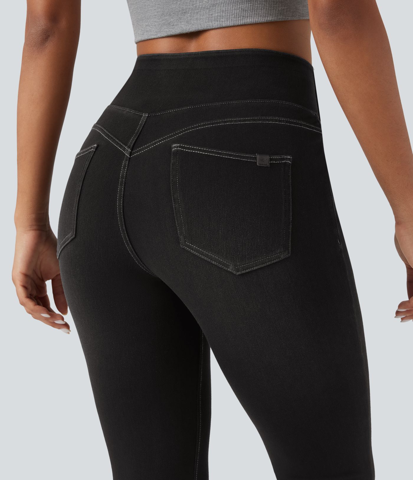 Halara Flex™ High Waisted Tummy Control Skinny Denim Casual Leggings with Pockets