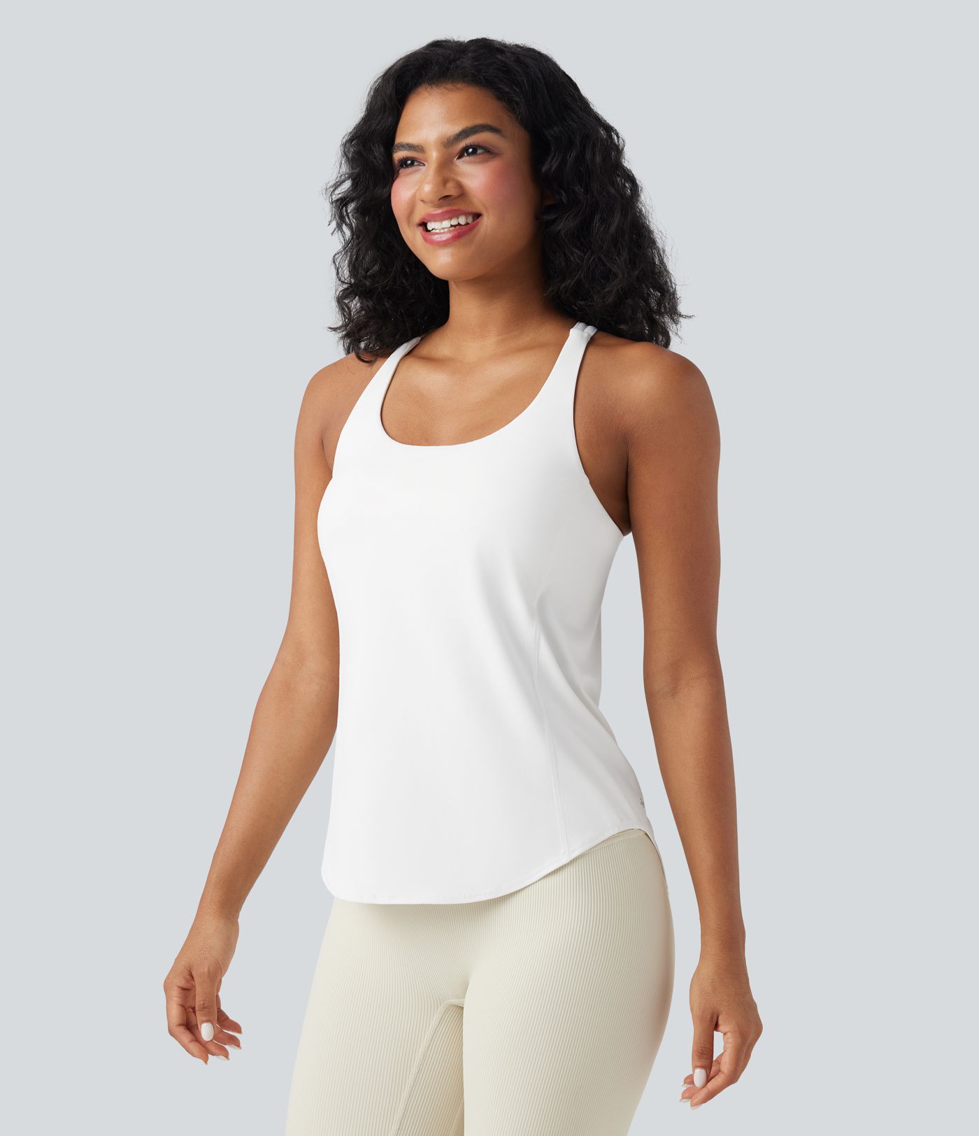 Halara UltraSculpt™ U-Ausschnitt Gerundetes Saum Lauf-Tanktop