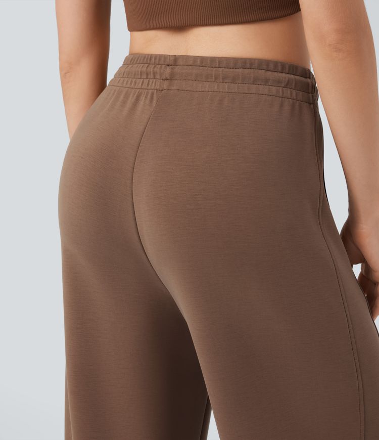 SpacerTek™ - Lässige Hose mit mittelhohem Bund, Seitentaschen, Kordelzug und geradem Bein