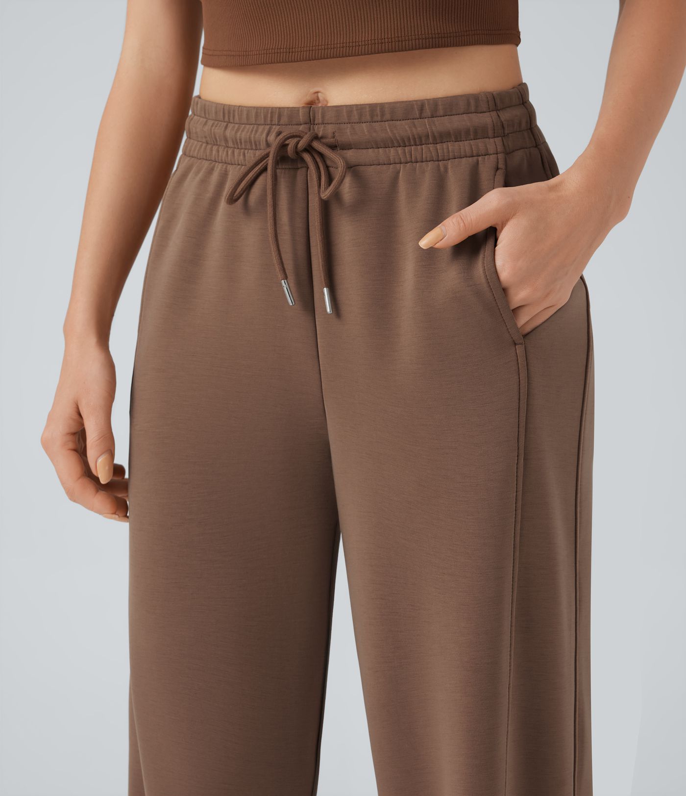 SpacerTek™ - Lässige Hose mit mittelhohem Bund, Seitentaschen, Kordelzug und geradem Bein