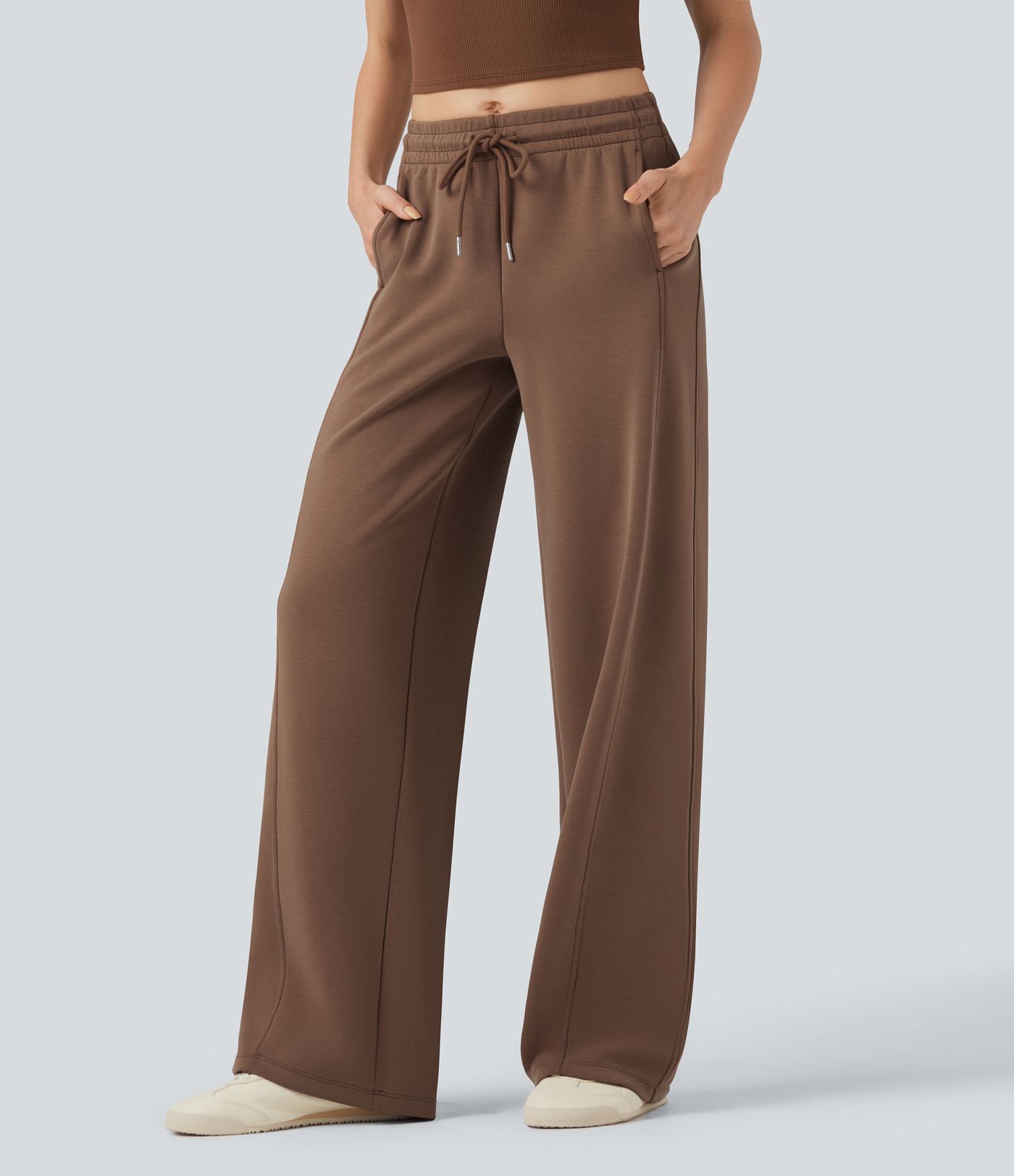 SpacerTek™ - Lässige Hose mit mittelhohem Bund, Seitentaschen, Kordelzug und geradem Bein