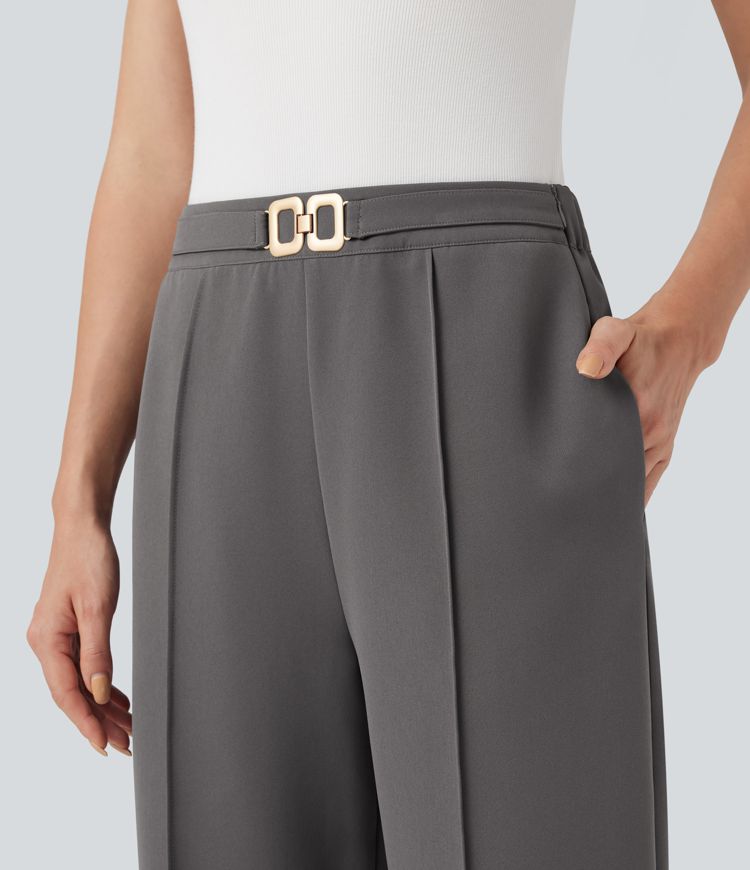 Pantalon de travail taille haute, coupe slim, avec poches