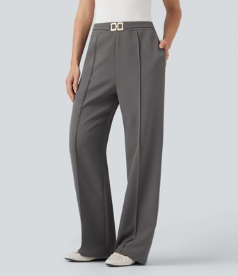 Pantalon de travail taille haute, coupe slim, avec poches