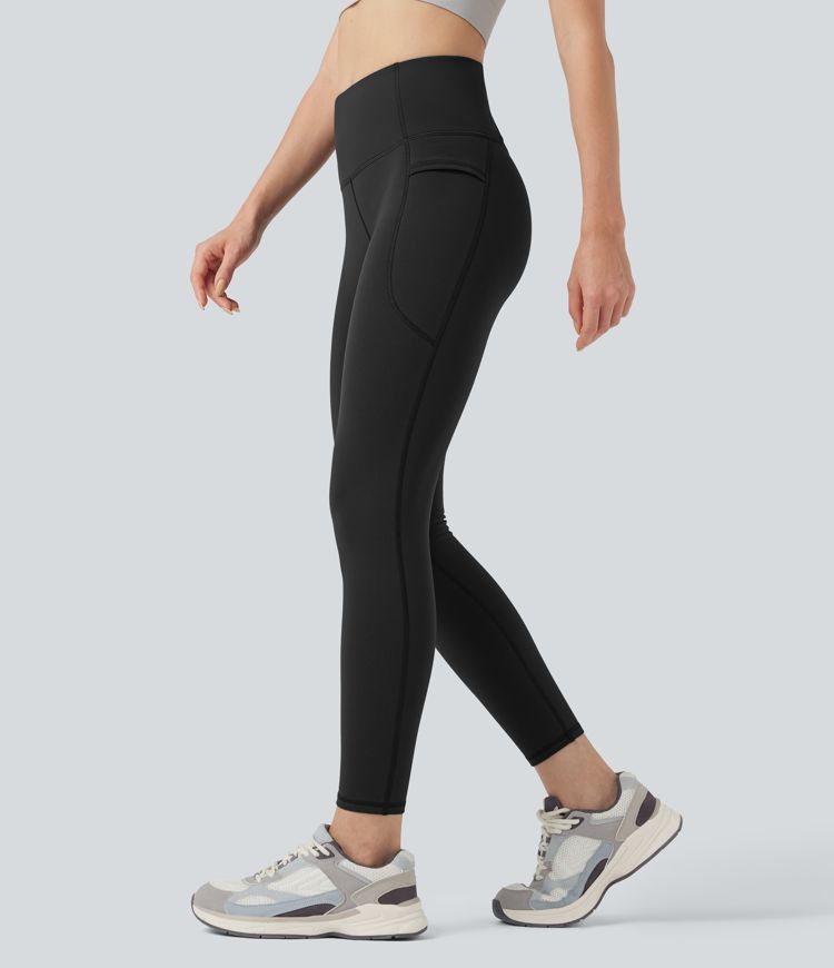 High Waisted Fleece 7/8 Hiking Leggings with Pockets