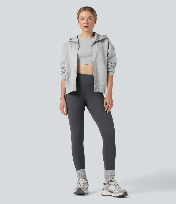 High Waisted Fleece 7/8 Hiking Leggings with Pockets