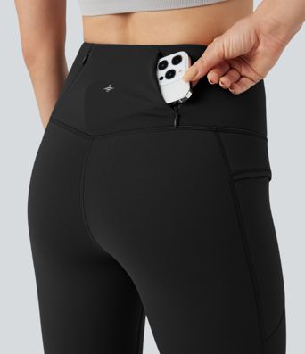 High Waisted Fleece 7/8 Hiking Leggings with Pockets