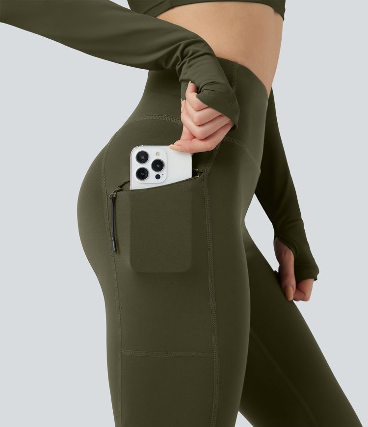 Verschleißfeste High-Waist 7/8 Wanderleggings mit Taschen