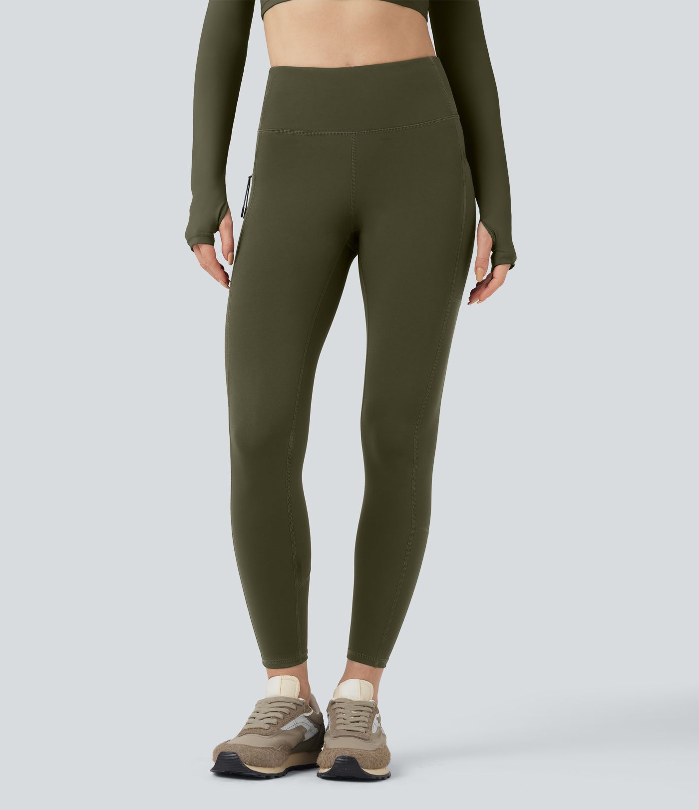 Verschleißfeste High-Waist 7/8 Wanderleggings mit Taschen