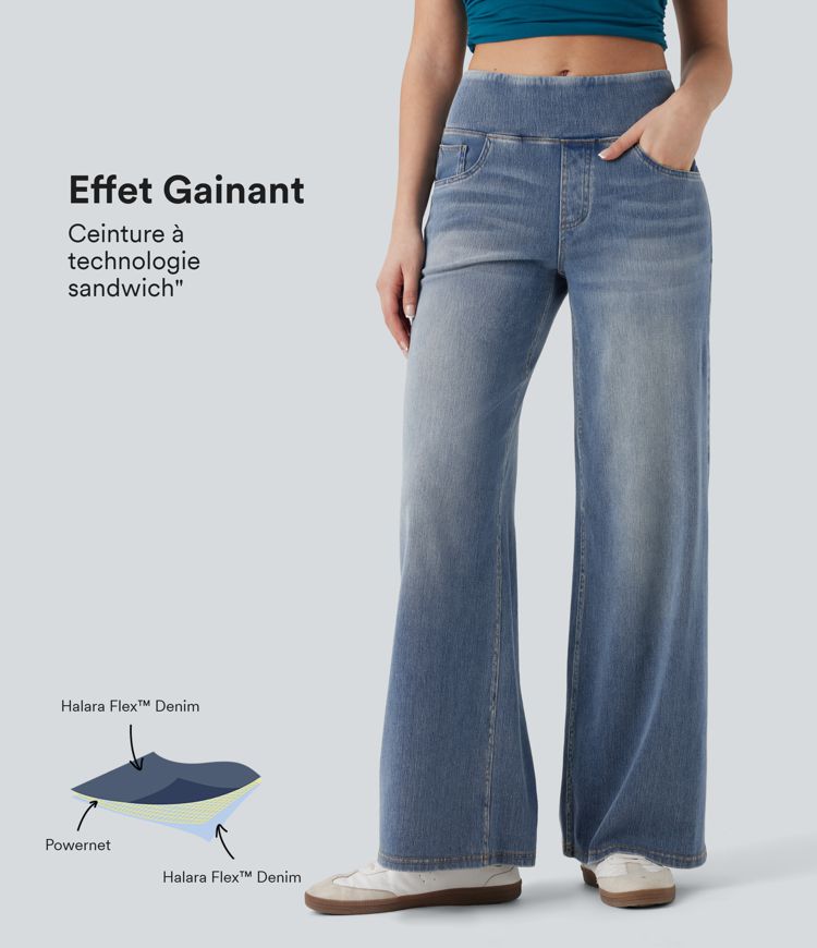 Jean casual ample Halara Flex™ SoCinched taille mid-rise gainant avec poches