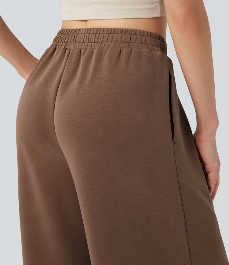 Pantalones Casuales Holgados con Cordón a Media Altura y Bolsillos