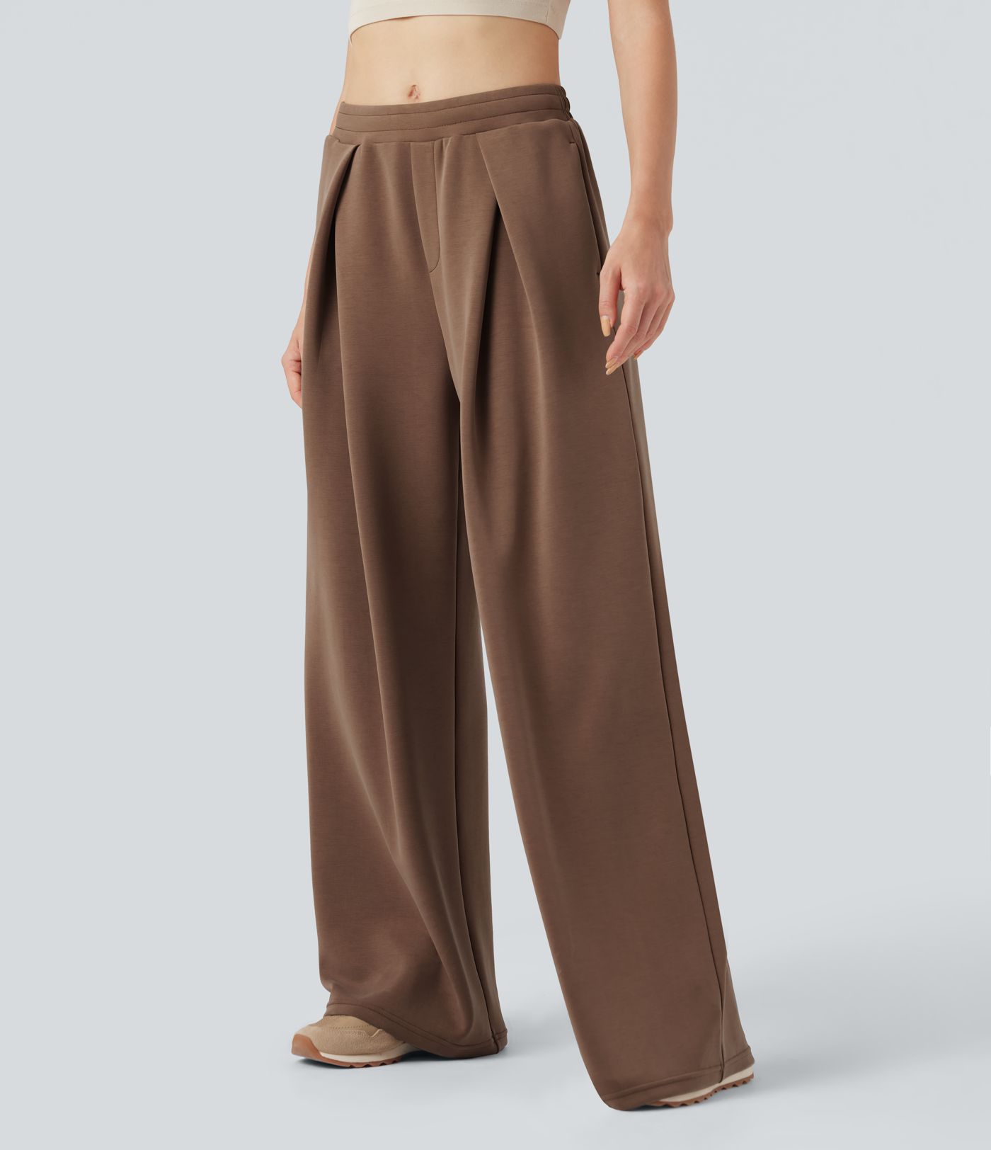 Pantalones Casuales Holgados con Cordón a Media Altura y Bolsillos