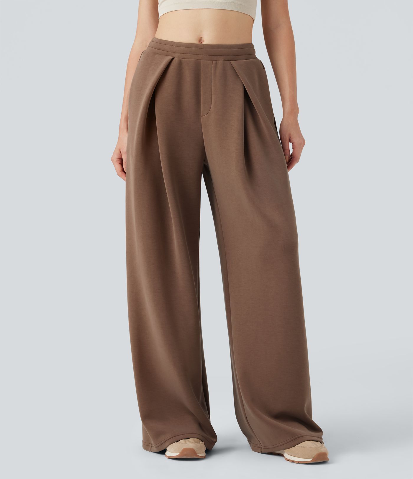 Pantalones Casuales Holgados con Cordón a Media Altura y Bolsillos