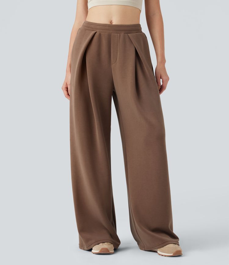 Pantalones Casuales Holgados con Cordón a Media Altura y Bolsillos