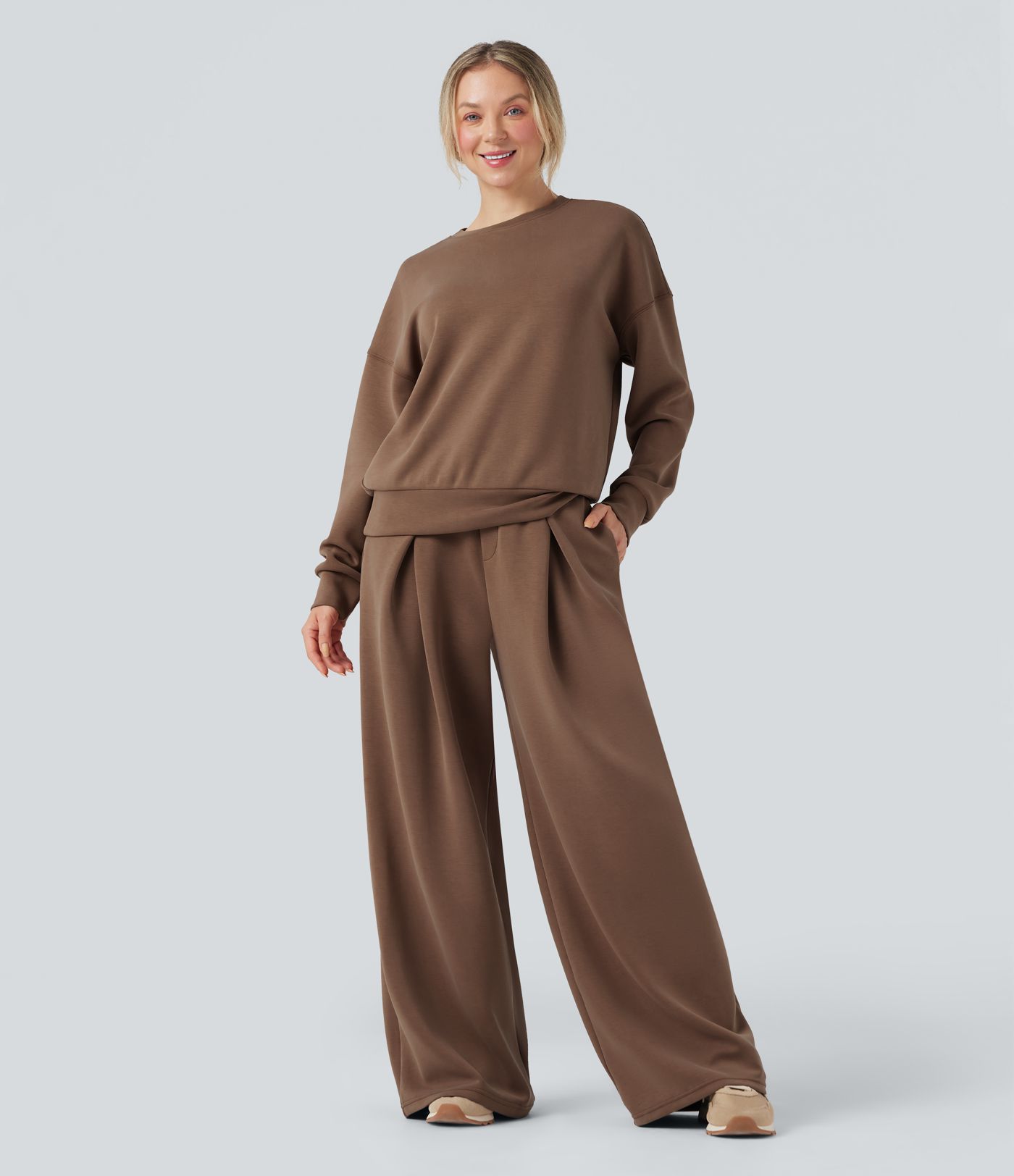 Pantalon décontracté SpacerTek™ baggy taille mi-haute, dos croisé avec cordon de serrage et poches