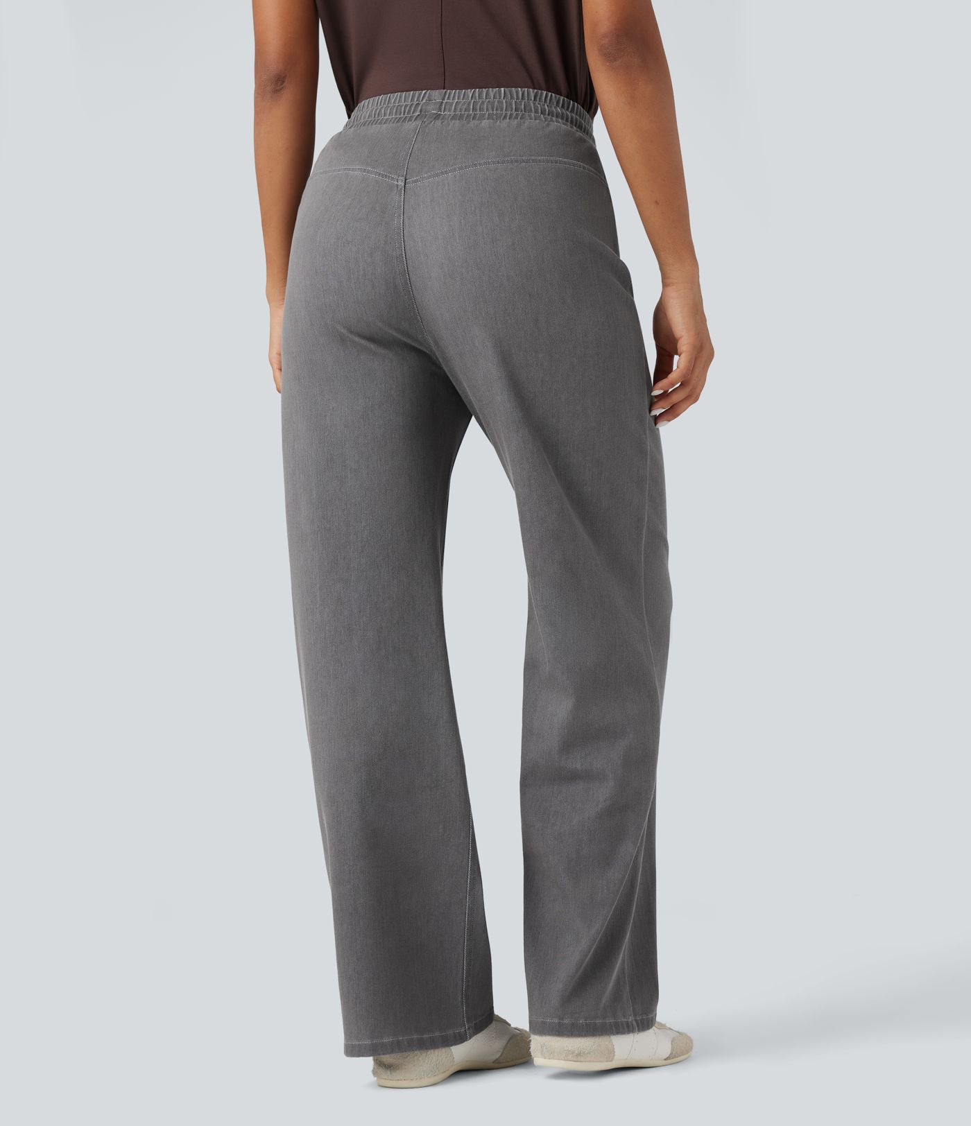 Halara Flex™ High Waisted Drawstring Wide Leg Cool Touch Stretchy Knit Casual Sweatpants Jeans with Pockets