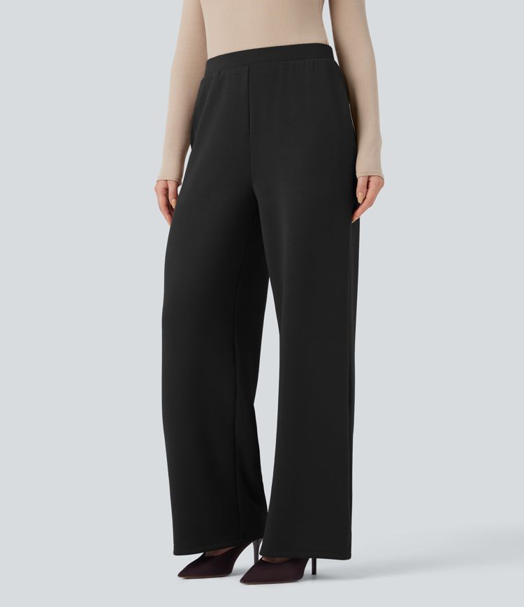 SpacerTek™ High Waisted Wide Leg Work Pants with Pockets